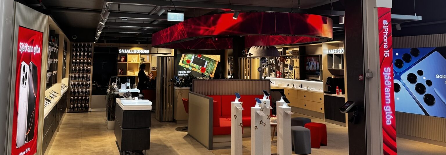 Sýn Vodafone Iceland storefront with InVue smart retail security
